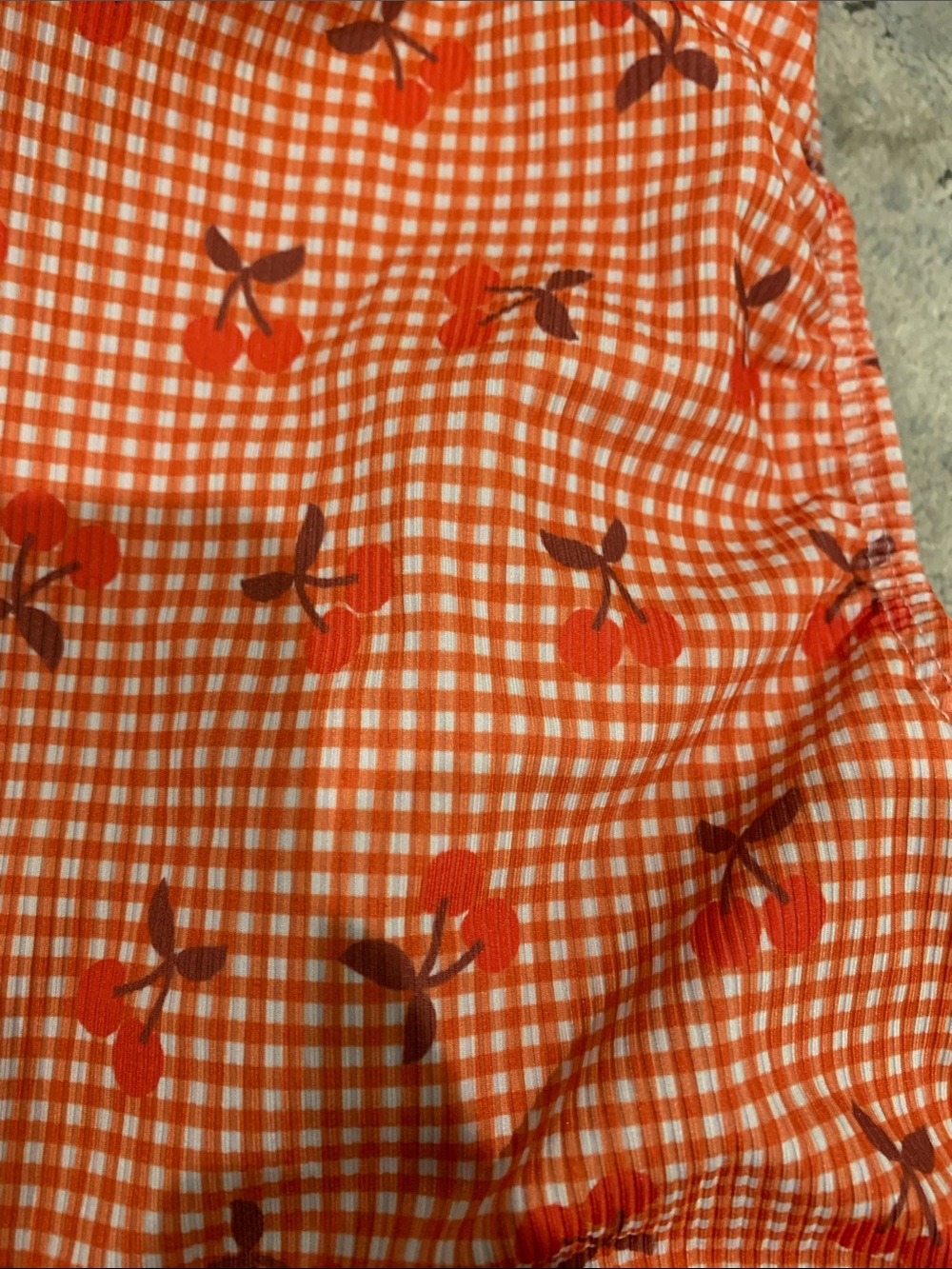 Girls Orange Gingham Cherry One-Piece Swimsuit - Picture 4 of 6